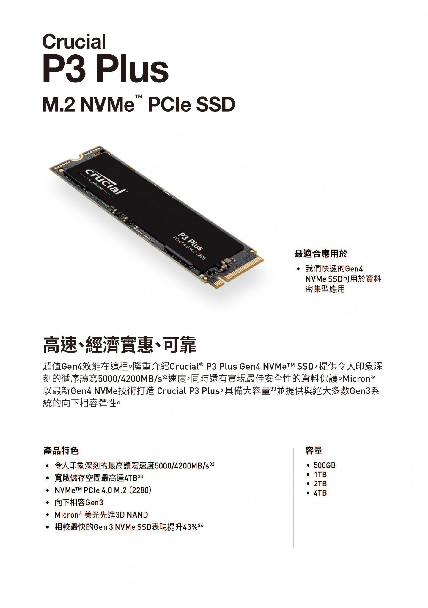 一圖看懂美光Crucial P3 / P3 Plus NVMe SSD：夠可靠，夠實惠，系統